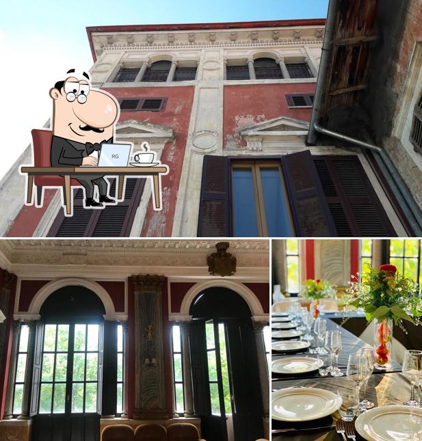 Guarda la immagine che raffigura la interni e tavolo da pranzo di Palazzo Vetoli