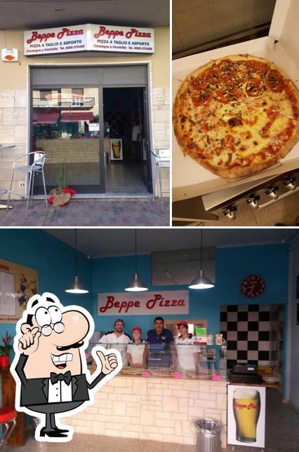 Dai un’occhiata alla immagine che mostra la interni e pizza di Beppe Pizza