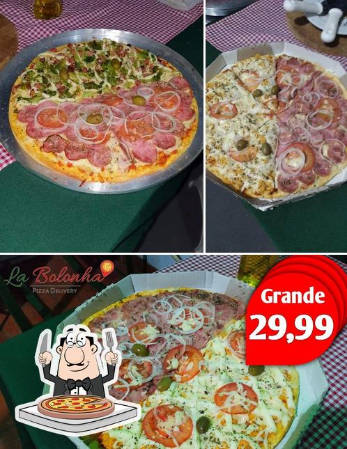 Escolha pizza no Lá Bolonha - Pizza Delivery