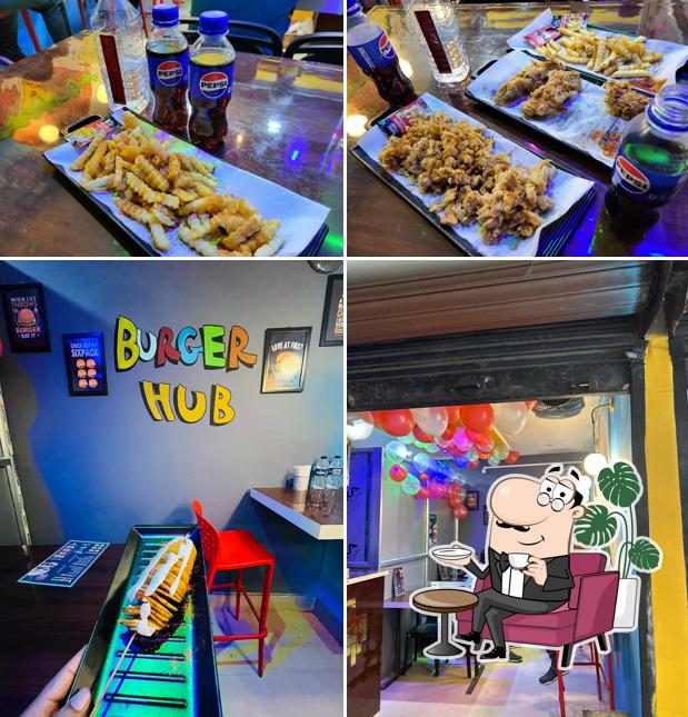 The restaurant's interior and food