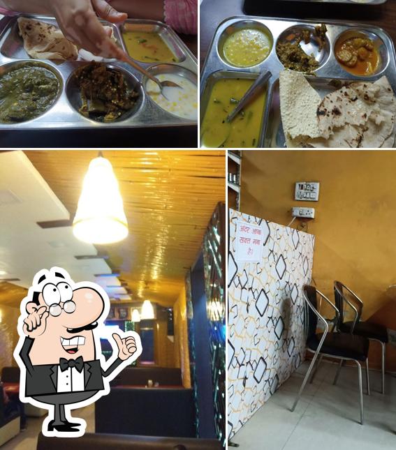 The restaurant's interior and food
