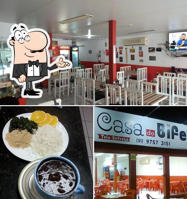 A ilustração da interior e comida no Restaurante Casa do Bife Big lanches ME