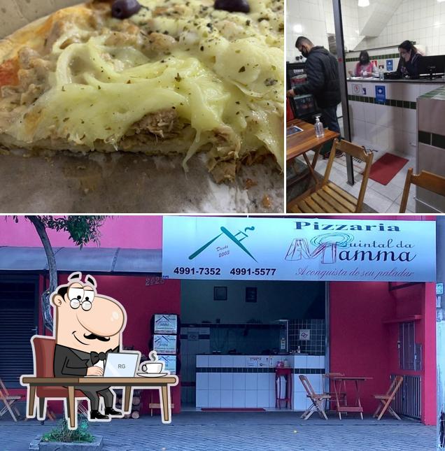 Entre diversos coisas, interior e comida podem ser encontrados a Pizzaria Quintal da Mamma