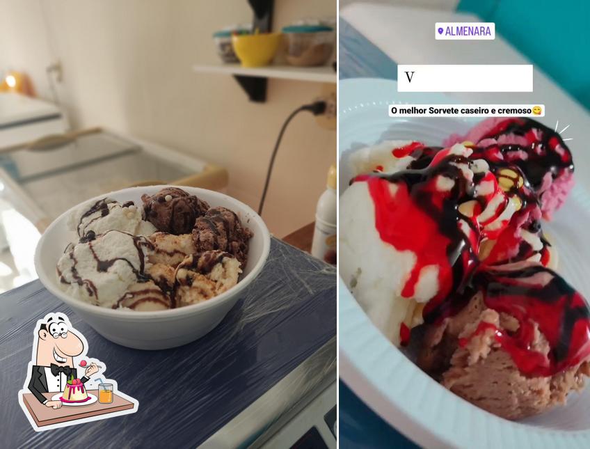 Novo Sabor Lanches & Açaí serve uma escolha de sobremesas