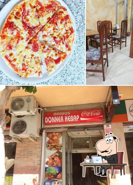 The picture of AMIGOS DONER KEBAB’s interior and pizza