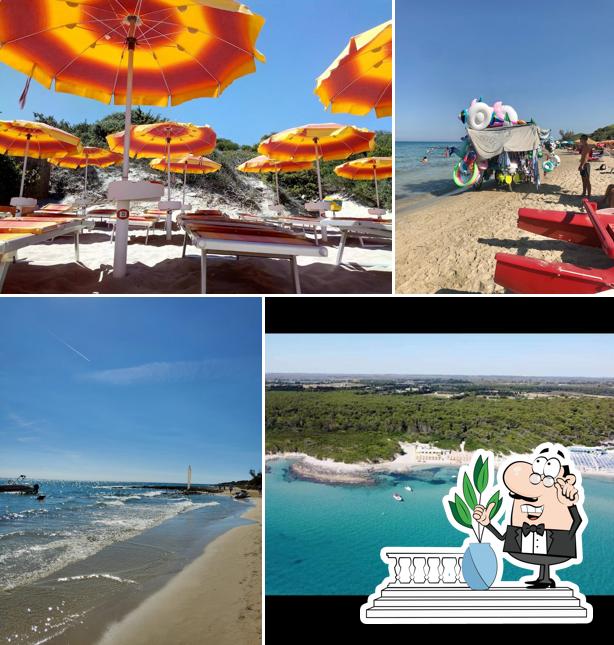 Goditi la vista dall'area esterna di Aqua Speed: Stabilimento balneare Alimini