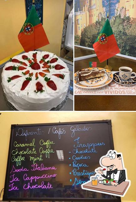 Entre diferentes coisas, comida e quadro-negro podem ser encontrados no Sintra Café
