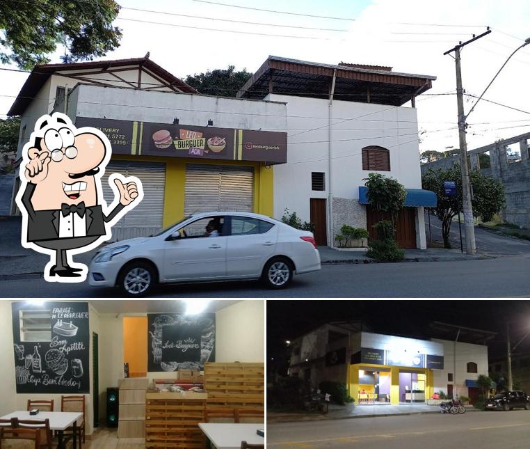 A imagem da interior e exterior no Leo Burguer