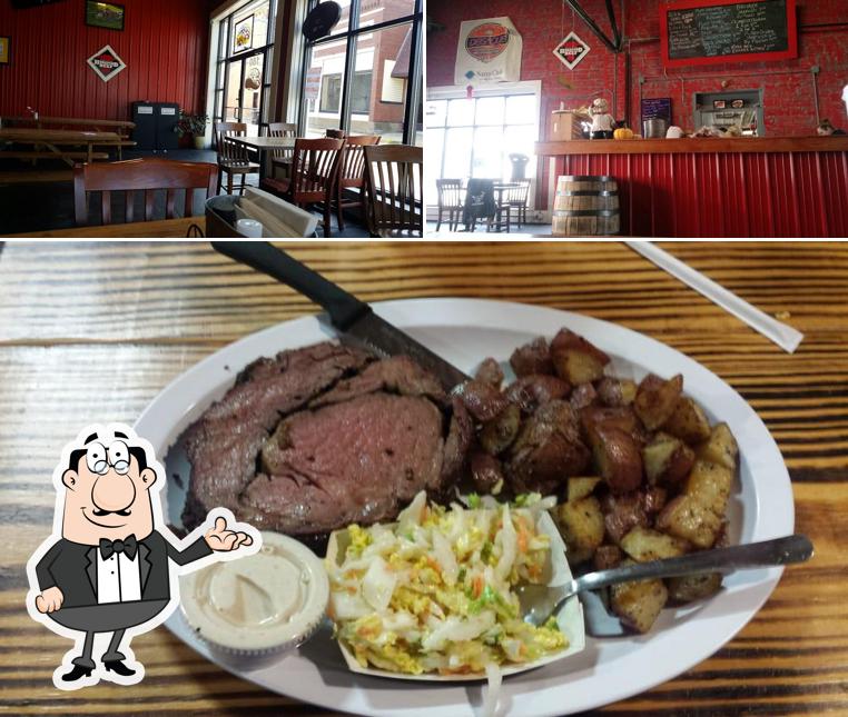 The image of interior and food at Big Sticky's BBQ