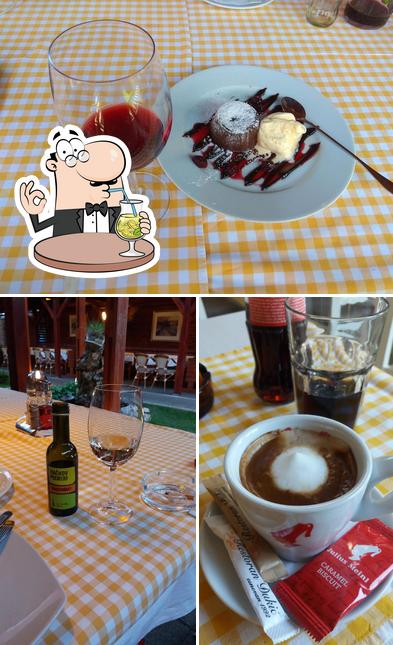 Take a look at the photo displaying drink and food at Restoran Đukić