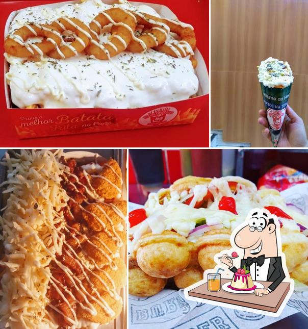 Big fritas no cone oferece uma seleção de pratos doces