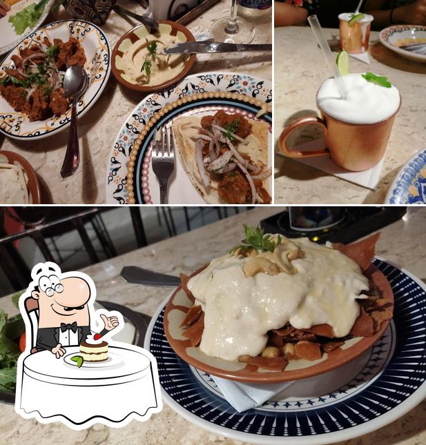 Tarboush restaurant - comida árabe serve uma seleção de sobremesas