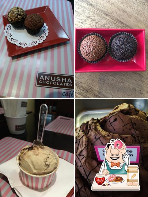 Anusha Chocolates - Vila Nova Conceição serve uma variedade de sobremesas