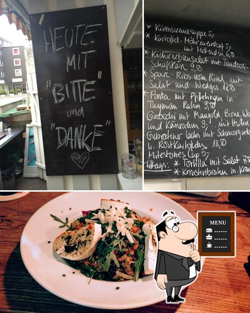 Parmi les diverses choses de la tableau noir et la nourriture, une personne peut trouver sur Cafe Milestones