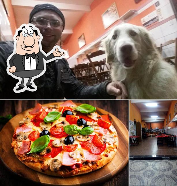 Esta é a foto ilustrando interior e pizza a Pizzaria Ágata