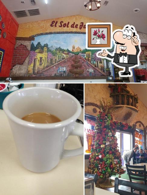 Take a look at the photo displaying interior and beverage at El Sol De Jalisco