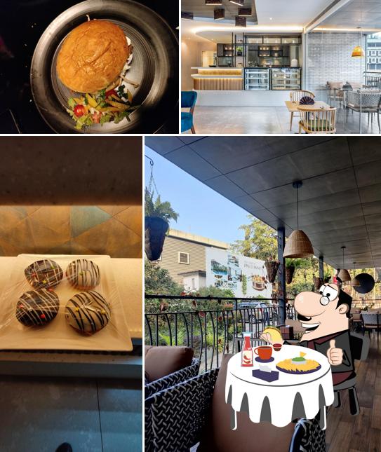 Order a burger at Coffee Klatch