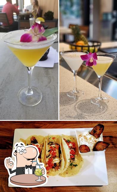 The image of drink and food at Tommy Bahama Restaurant, Bar & Store