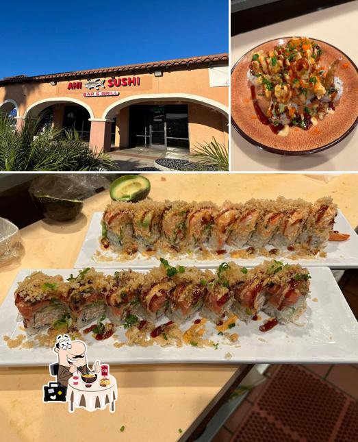 The image of food and exterior at Ahi Sushi Bar & Grill