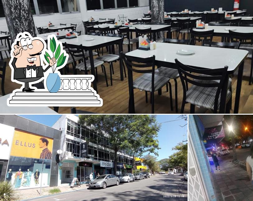 A exterior e interior do restaurante
