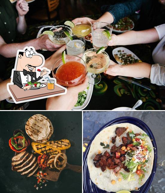 Take a look at the image depicting food and alcohol at Rio Grande Mexican Restaurant