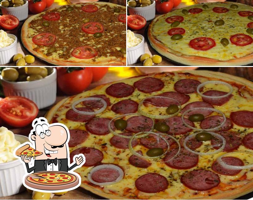 Escolha diferentes variedades de pizza