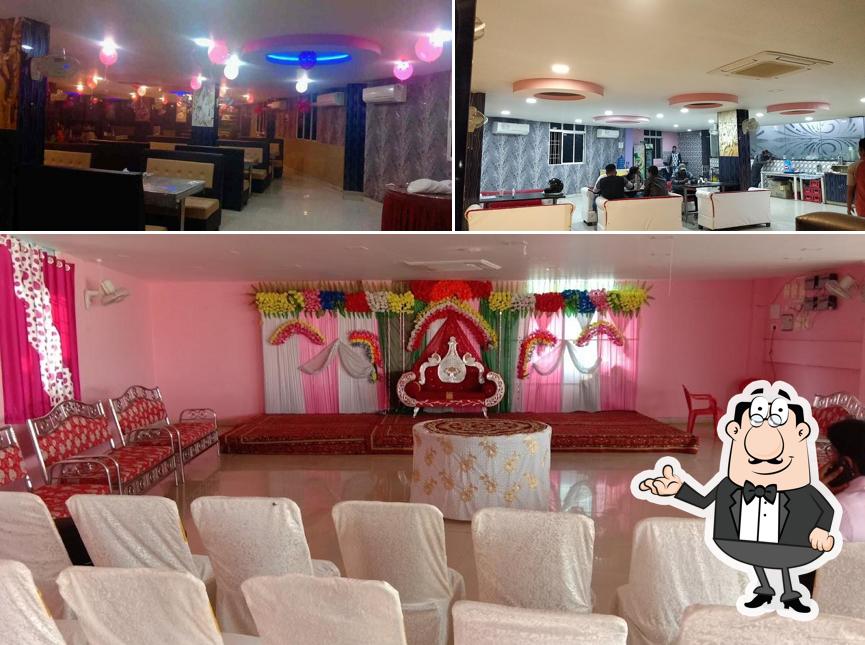 The restaurant's interior and food