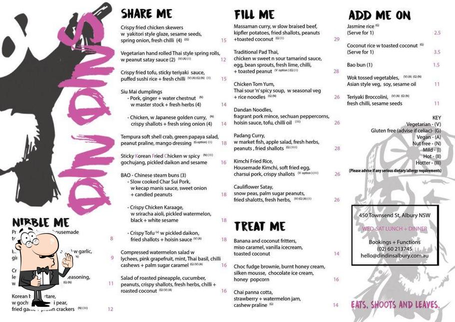 Din Dins in Albury Restaurant menu and reviews