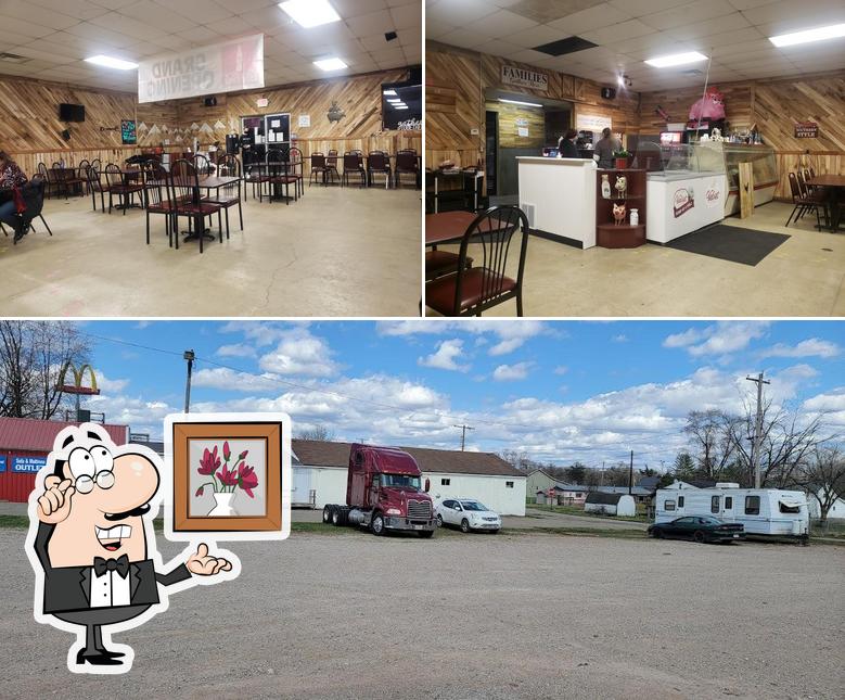 Take a look at the picture showing interior and exterior at Pig Iron Smokehouse BBQ & Grille