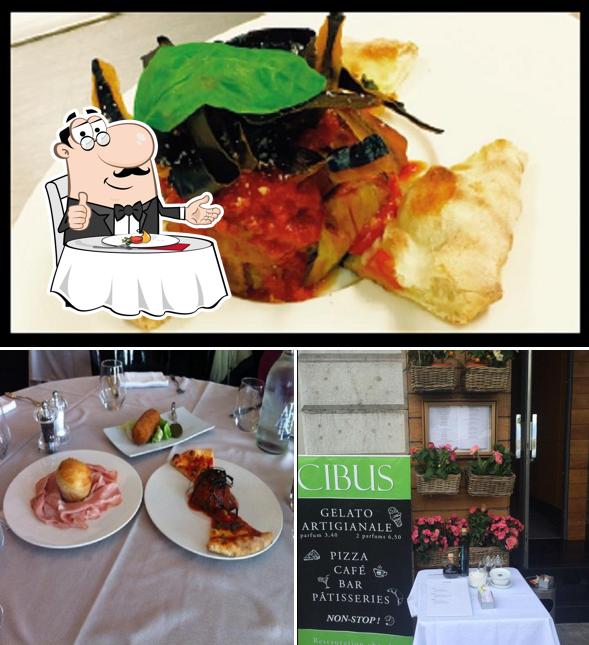 Questa è la immagine che presenta la tavolo da pranzo e cibo di Cibus Genève