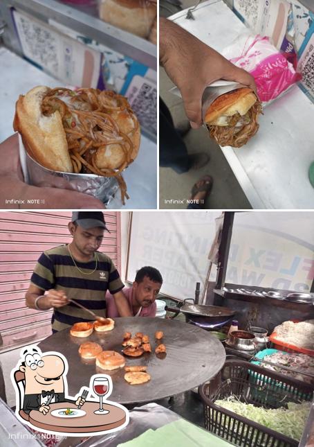 Food at Burger Desi Chinese Stall Noodles,Momos, Soups, Manchurian,Fingers,etc