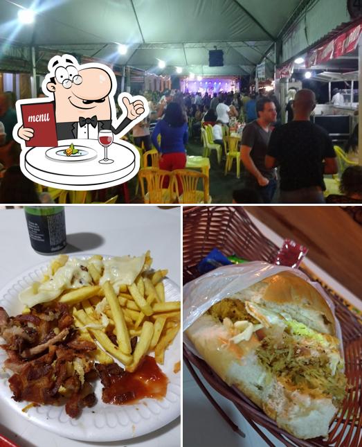 Confira a ilustração ilustrando comida e interior a Mickey lanches & Hamburgueria
