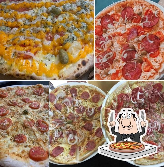 Escolha diferentes variedades de pizza