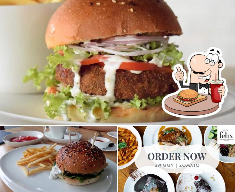Try out a burger at Cafe Felix