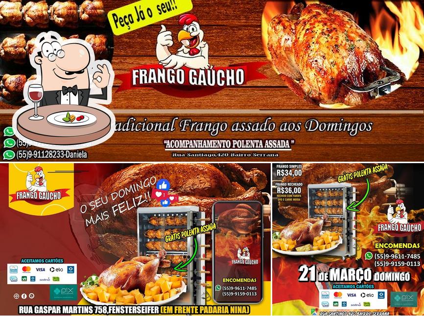 A ilustração do Frango Gaúcho’s comida e interior