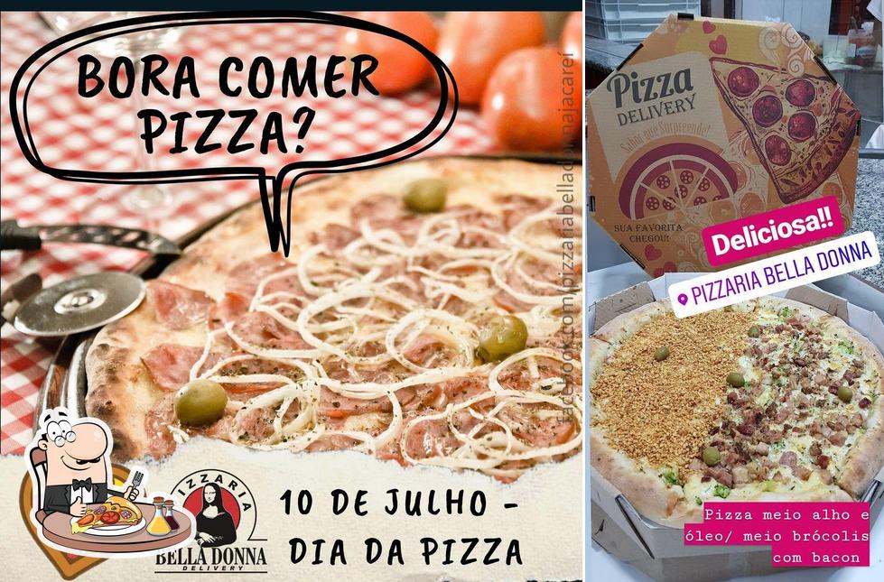 Experimente pizza no Pizzaria Bella Donna Delivery