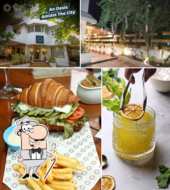 The restaurant's exterior and food