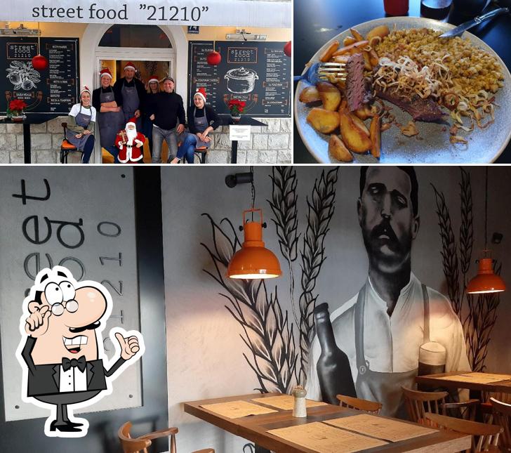 Tra le diverse cose da Street Restaurant 21210 si possono trovare la interni e cibo
