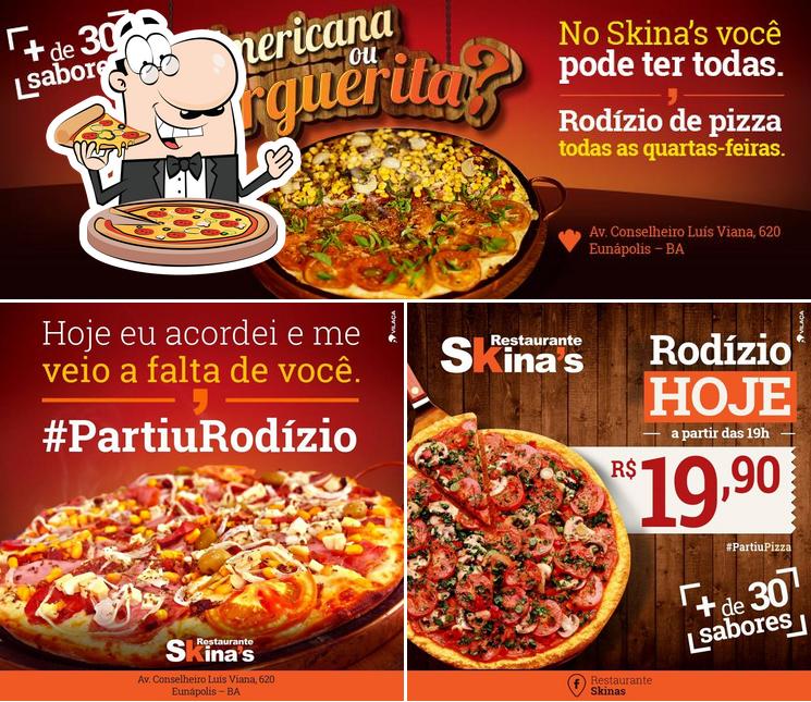 Experimente pizza no Restaurante Skinas