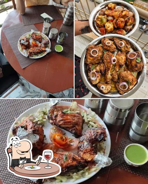 The restaurant's food and dining table