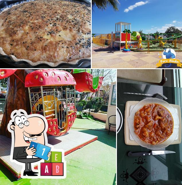 Voici la photo indiquant la aire de jeux et nourriture sur Parc Aladin ( manège sidi selam )