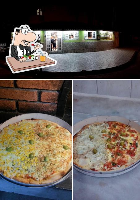 Entre diferentes coisas, comida e interior podem ser encontrados a Disk pizza nova aliança