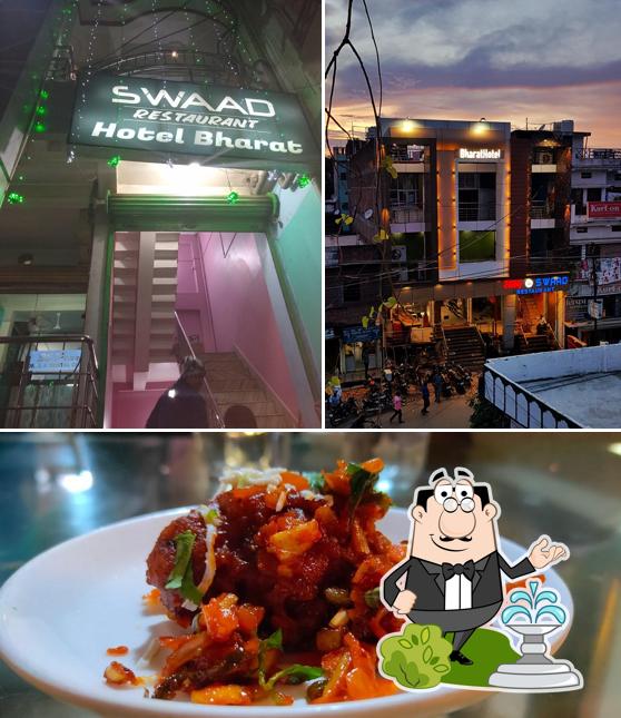 This is the photo showing exterior and food at SWAD RESTAURANT(HOTEL BHARAT)