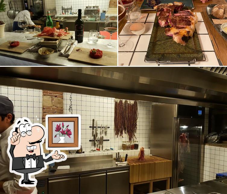 Check out the photo showing interior and food at Butcher Verona