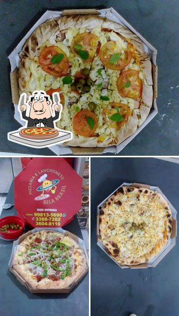 Escolha pizza no Pizzaria e Lanchonete Bela Brasil