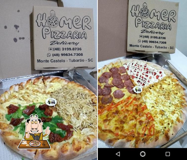 Escolha pizza no Homer Pizzaria Delivery