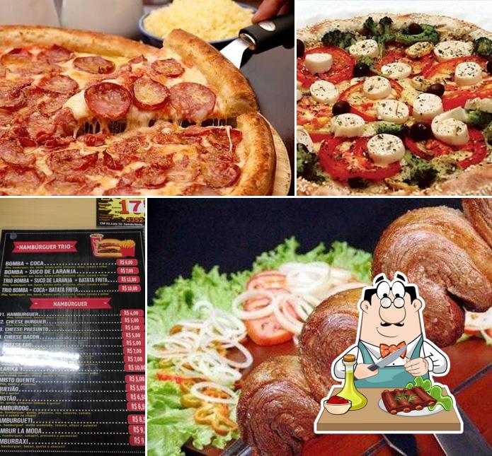 Peça refeições de carne no Pizzaria Bom à Bessa