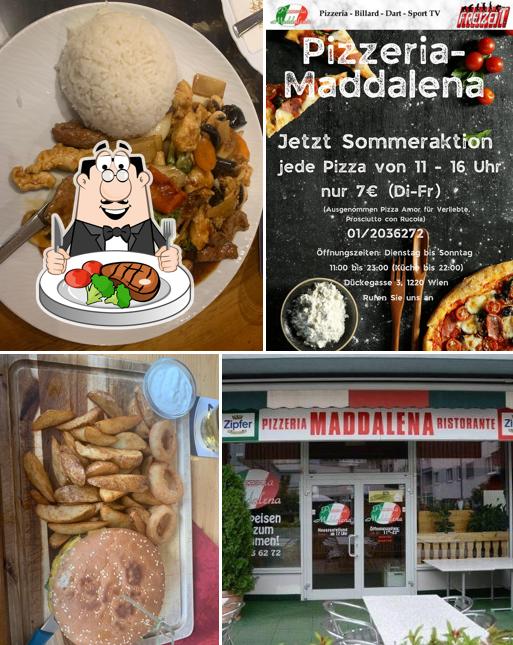 Holt ein Fleischgericht bei Pizzeria Maddalena