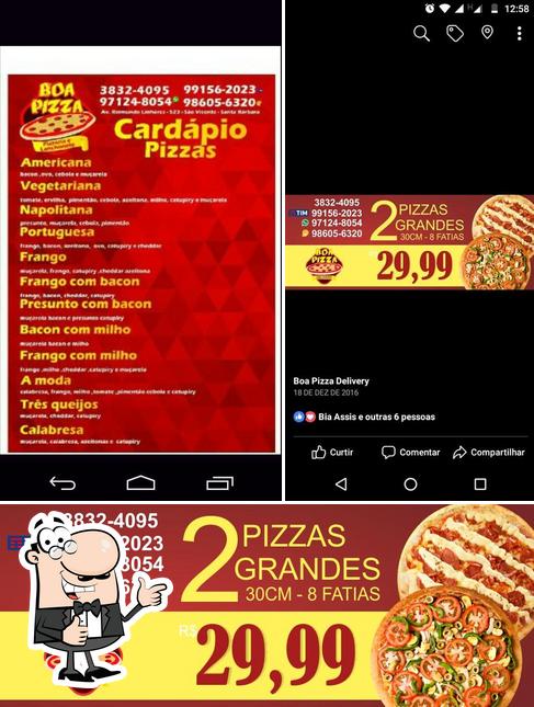 Look at this image of Boa Pizza Delivery Santa Bárbara MG