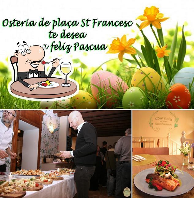 Entre los distintos productos que hay en Restaurante Osteria de Plaça Sant Francesc también tienes comida y comedor
